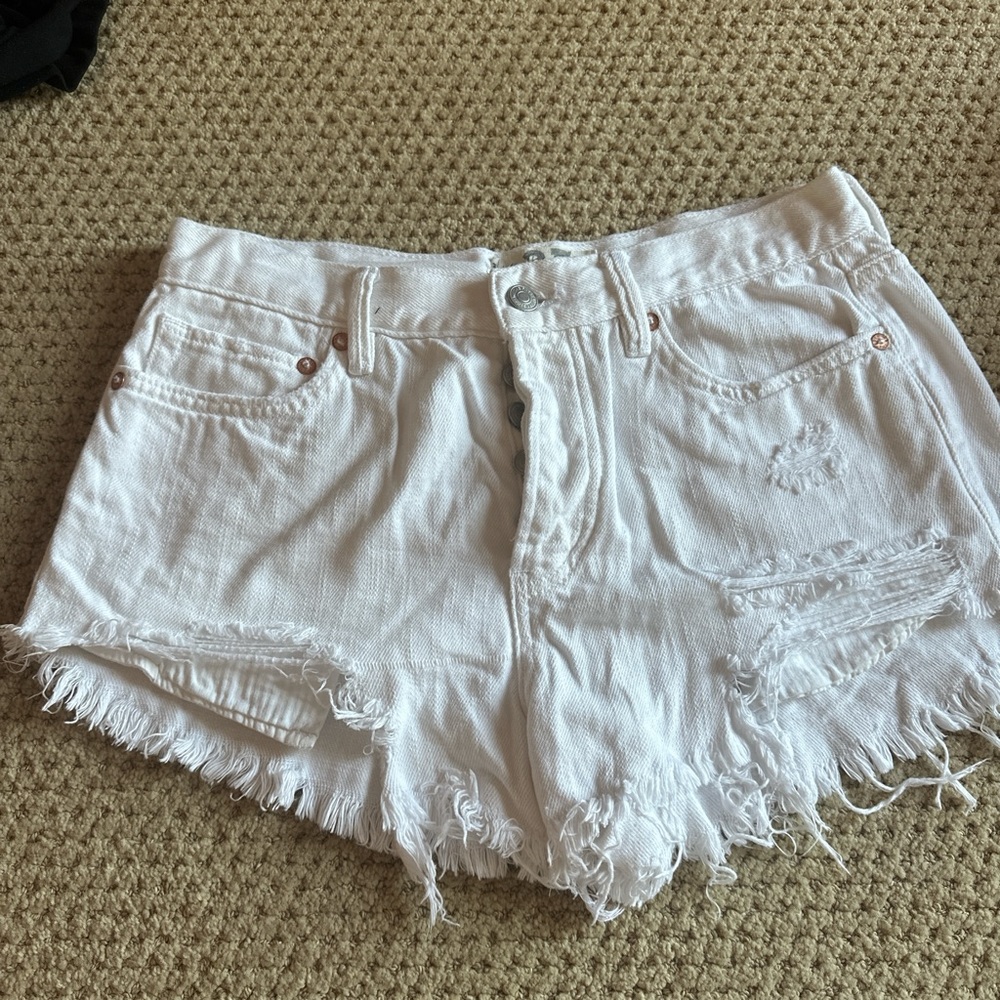 We the Free White Denim Shorts